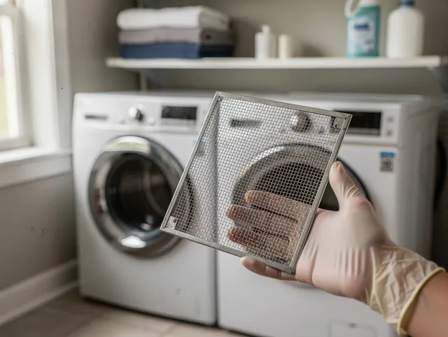 Lake Arrowhead Dryer Vent Cleaning specialist performing detailed lint trap cleaning service in Lake Arrowhead
