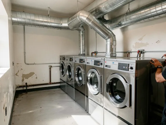Lake Arrowhead Dryer Vent Cleaning team performing large-scale commercial dryer vent cleaning in Lake Arrowhead