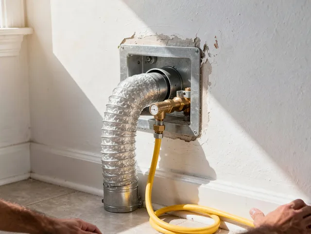 Lake Arrowhead Dryer Vent Cleaning certified technician performing specialized gas dryer vent cleaning in Lake Arrowhead